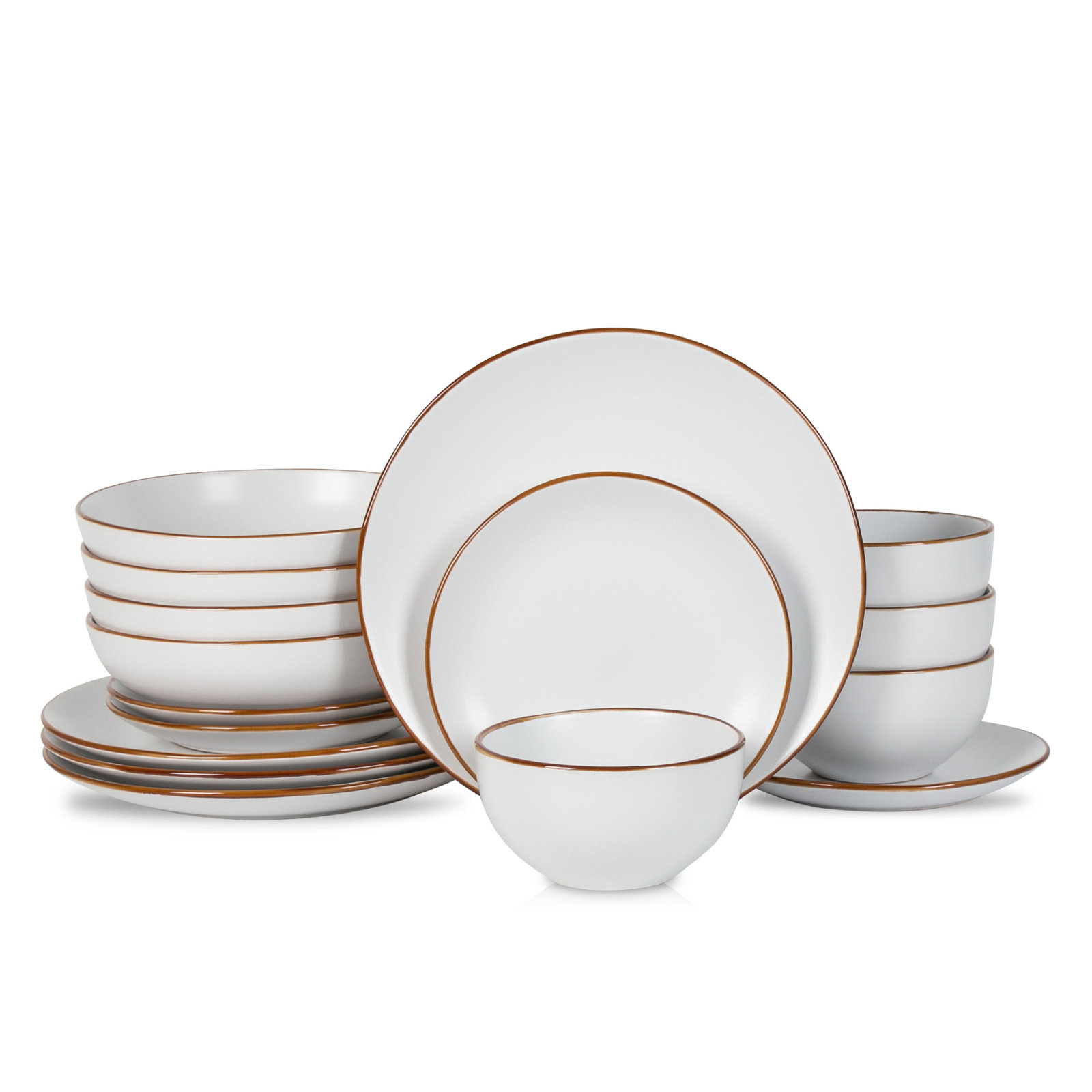 Brasa Stoneware Dinnerware Set, White, 16