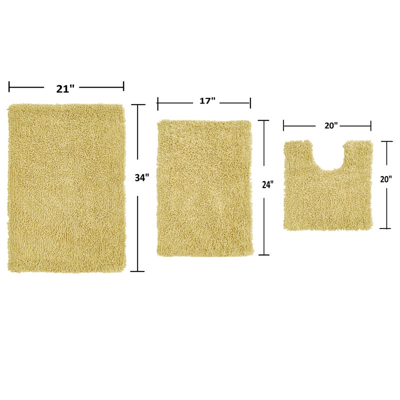 Ensemble de 3 tapis de bain Hazeltine, Jaune