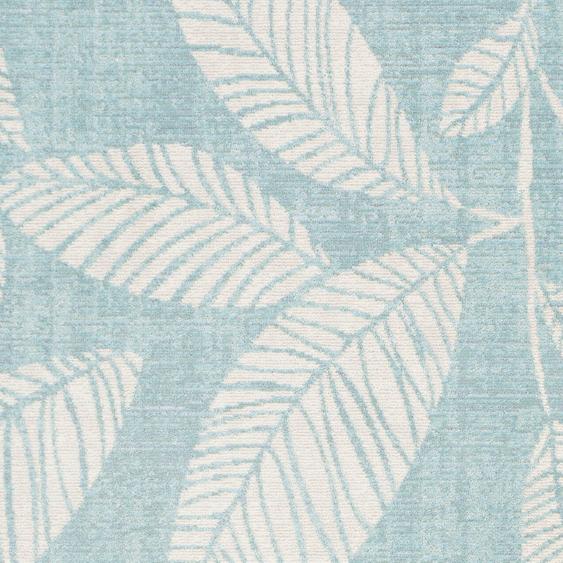 Tapis d'intérieur / extérieur à motif floral turquoise / taupe Garo, Rectangle 8 pi 10 po x 12 pi