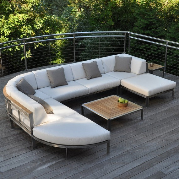Tivoli Outdoor Teak Ottoman, Ash