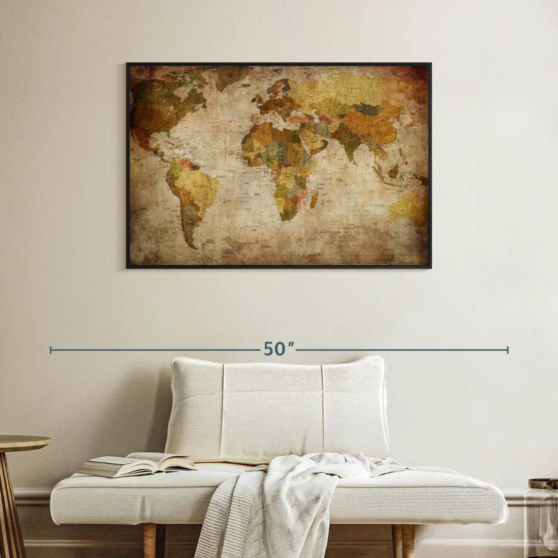Aliaz World Map, 27" H x 40" W