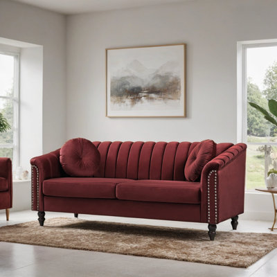 75" Upholstered Classic Chesterfield Sofa