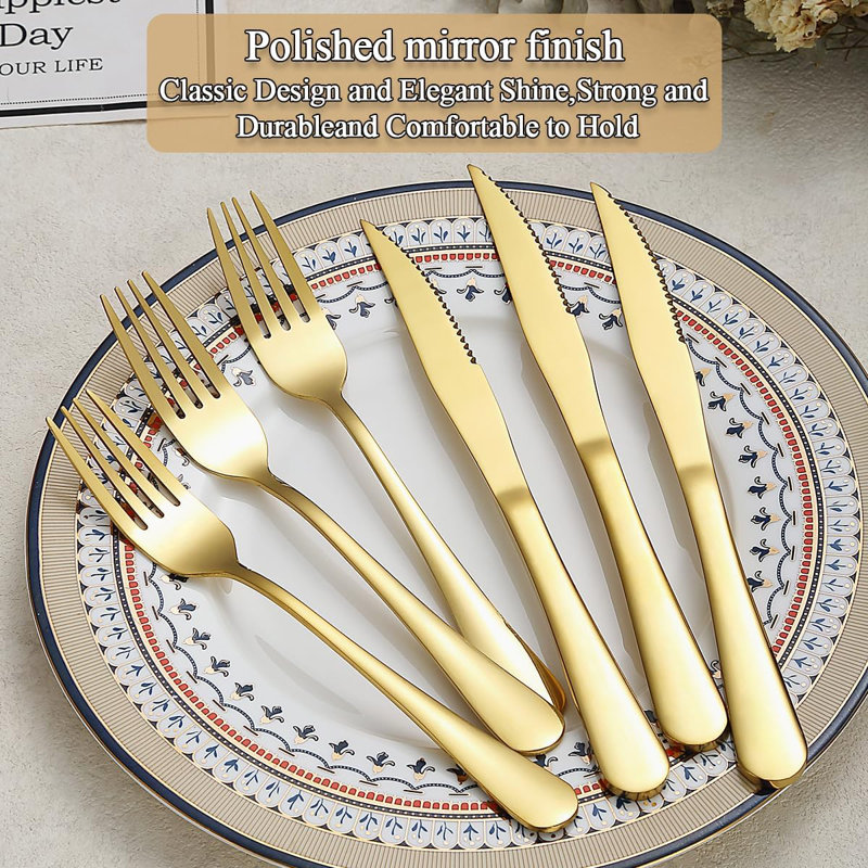 24 Piece Steak Knife Set, Gold