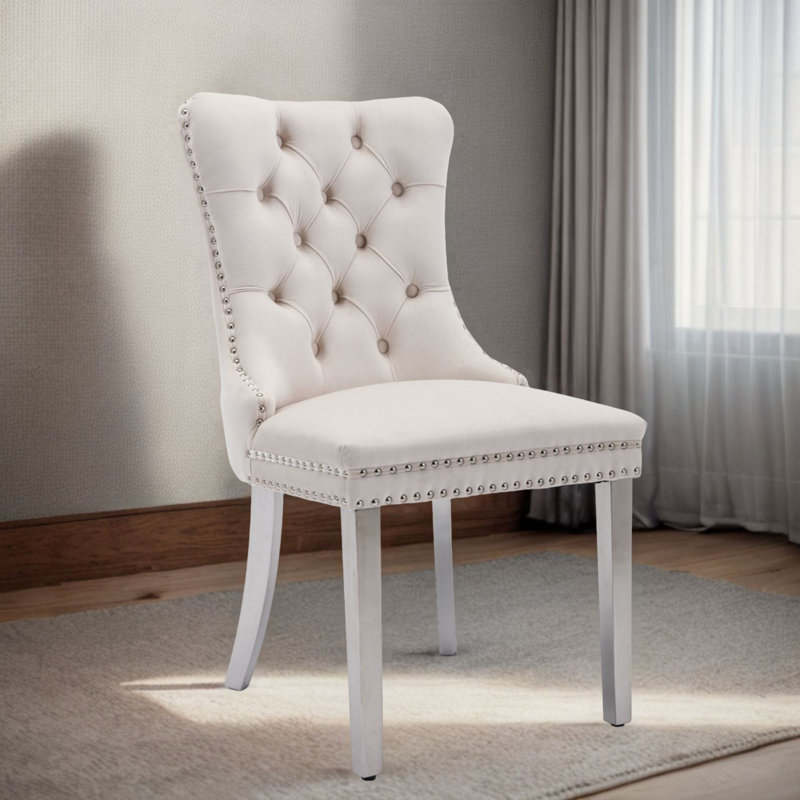 Gigee Dining Chair, Chrome, Beige