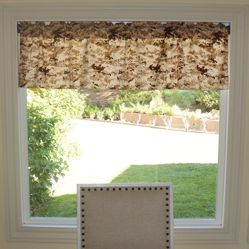 Kashis Cotton Blend Camouflage Tailored Window Valance, 58" W x 28" L