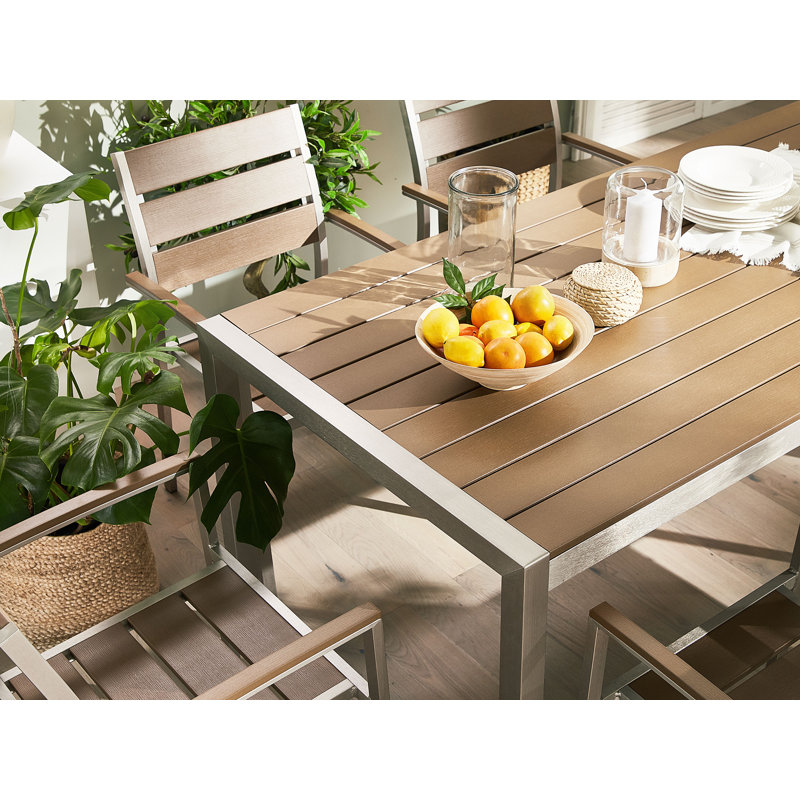 Hillegier Rectangular 180Cm L Table, Brown, Silver