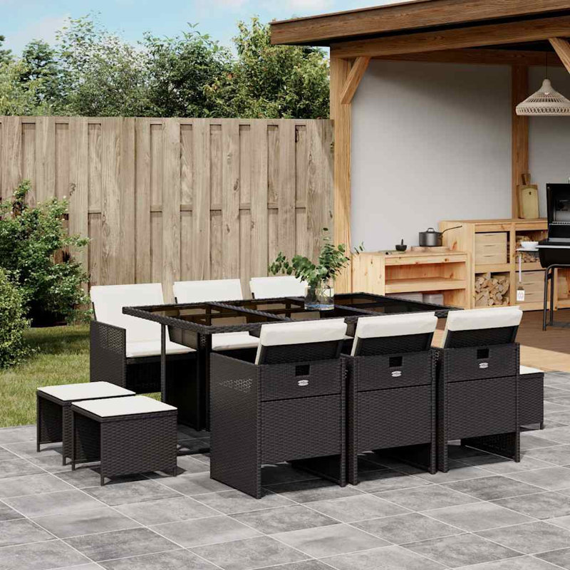 Patio Dining Set Table,, Cream White, Black