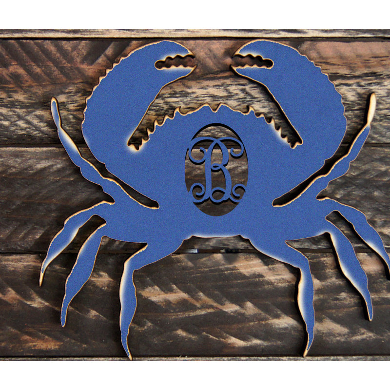 Décoration murale de forme simple en bois rustique tropical crab, B