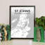 St. Johns City Map - No Frame Print-537240740