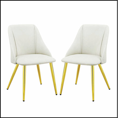 Ensemble de 2 chaises de salle à manger rembourrées en cuir synthétique avec pieds en métal durables pour un confort et un style modernes