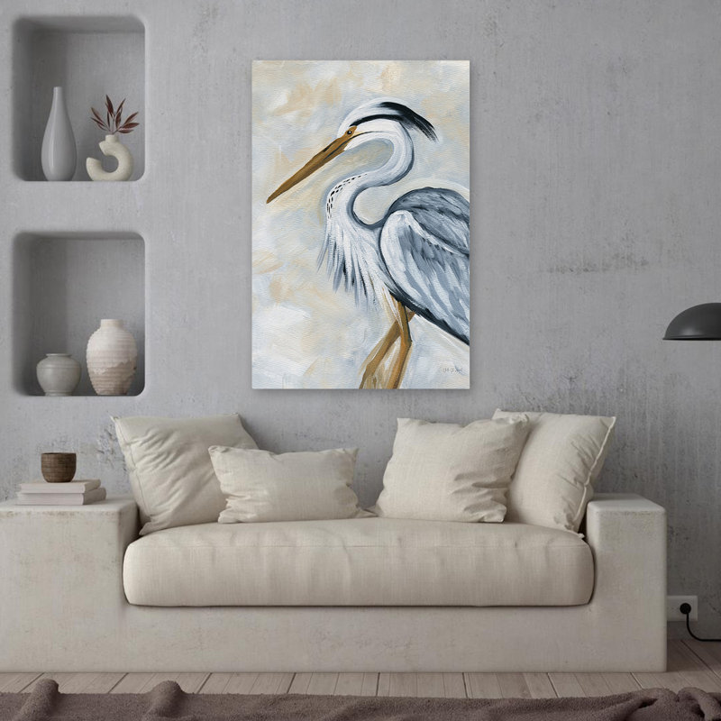 Beachy And Nautical Heron, 36" H x 24" W