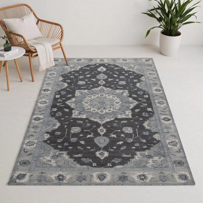 Tapis gris d'intérieur et d'extérieur Tabriz, Rectangle 9 pi x 12 pi