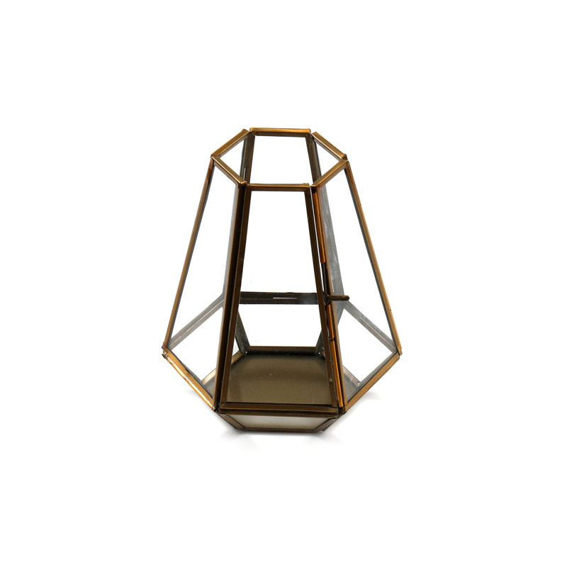 Glass Tabletop Tealight Holder, 16 cm H x 13 cm W x 13 cm D