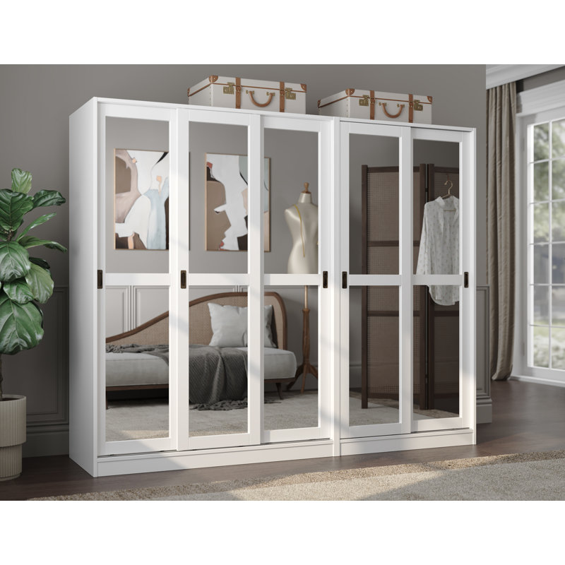 Armoire-penderie 100% bois massif Pouge, Blanc