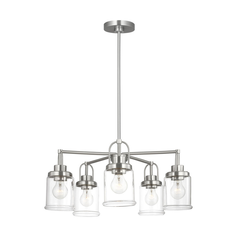 Lustre à cinq lumières Alfild de, Nickel brossé
