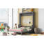 Grand lit gris avec tablette polyvalente et espace de couleur optimisant l'espace