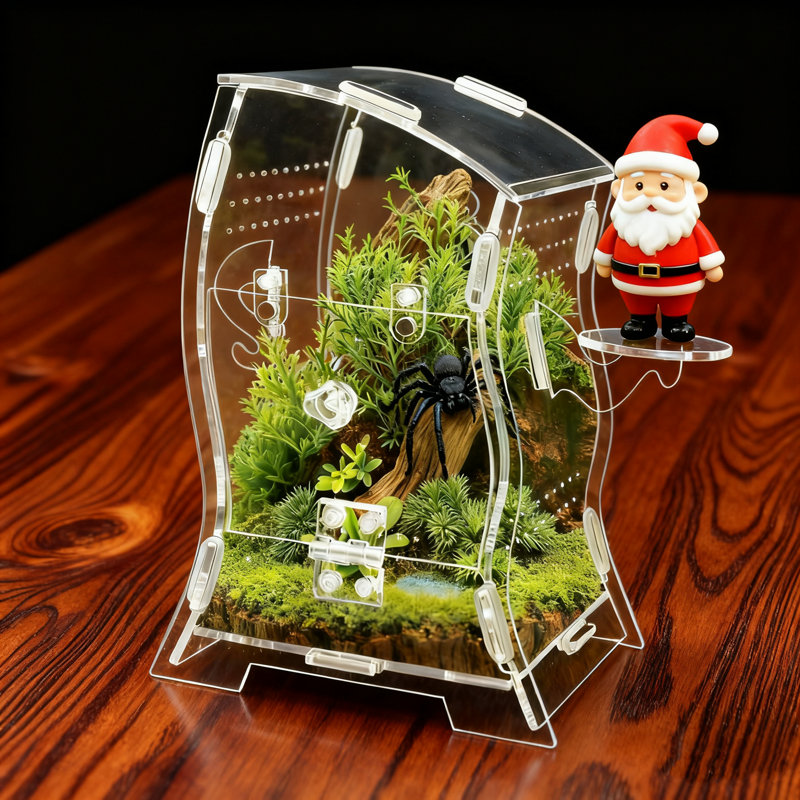 Enceinte d'accrochage en acrylique avec portes magnétiques - Terrarium à l'épreuve des fuites de 9,4 po pour les tarentules, reptiles et mantis