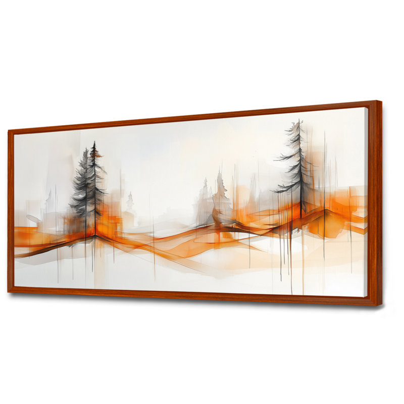 Orange gris Cassius I - décoration murale forêt, impressions encadrées Moody, H 16 po x l 32 po, Cadre flottant brun