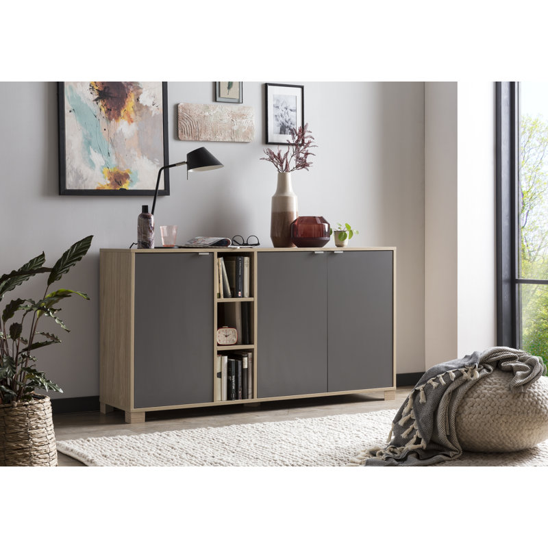 Lakecha 144.5 Cm Wide Sideboard, Grey/Natural