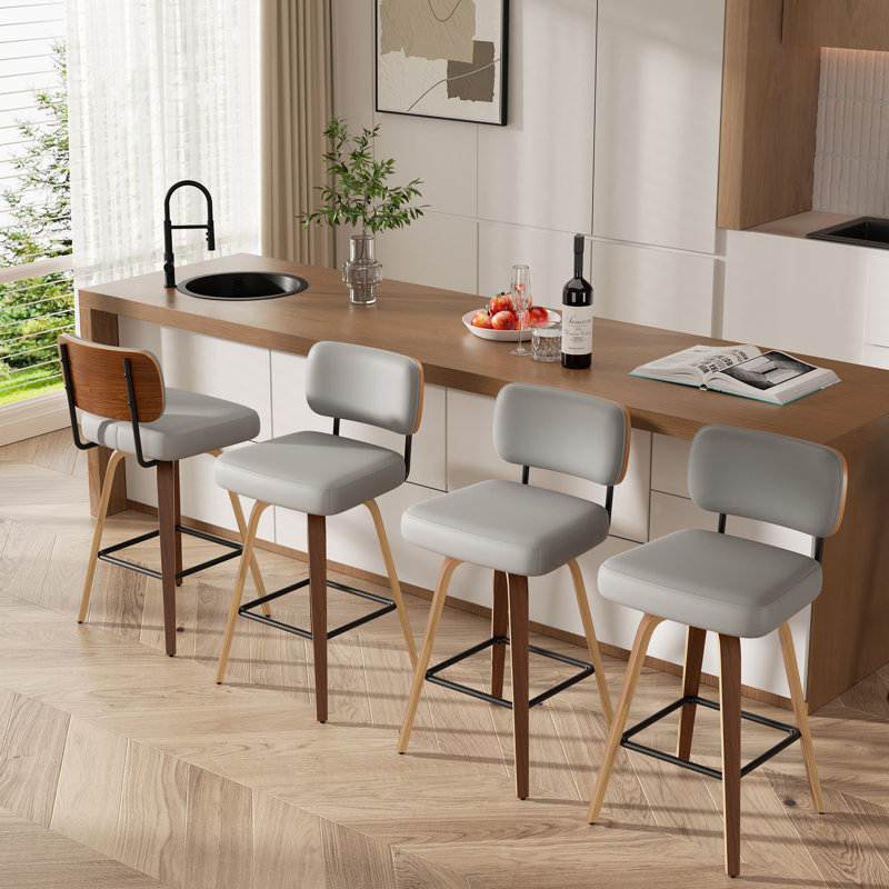 Tabouret pivotant rembourré à hauteur de bar, 4, Gris clair