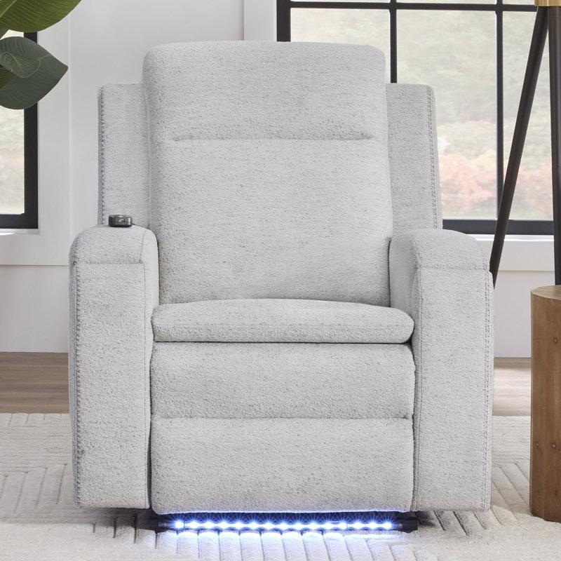 Fauteuil inclinable électrique Aboubakr avec chaleur, massage et glissement automatique, Mélange de polyester gris