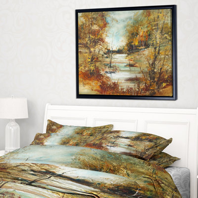 «Brown River in Forest», reproduction de peinture à l'huile sur toile tendue