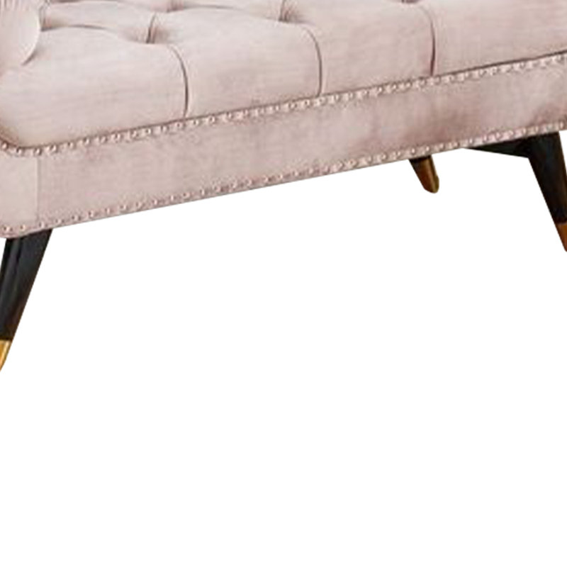 Banc avec accoudoirs en velours rose Annegreth avec 2 coussins