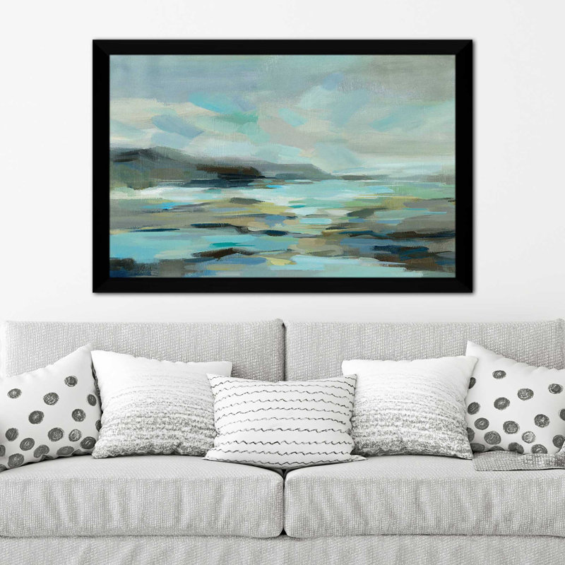 Lagon bleu - peinture, H 27,5 po x l 39,5 po x P 0,75 po, Cadre noir