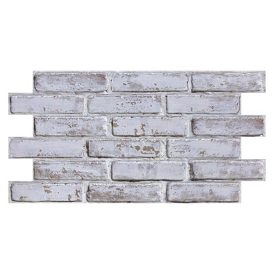 12 Pcs 3D Faux Brick Wall Panels – 22.8" x 11.8" Peel and Stick PVC Wall Tiles, Ultra-Light & Thin Textured Brick Panels, Covers 22.48 Sq.Ft for Kitchen, Living Room, Bedroom & TV Wall Décor - White/Gray