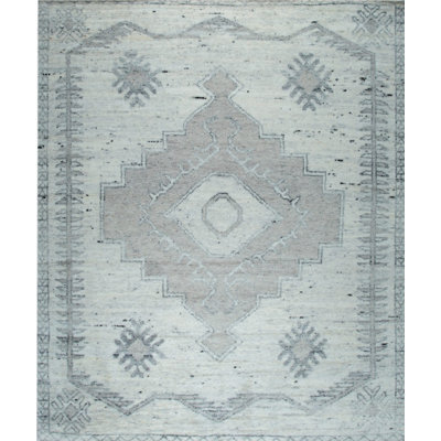 8x10 Ivory Hand-Knotted Wool Snowflake Medallion Classic Traditional Modern Contemporary Carpet Rug