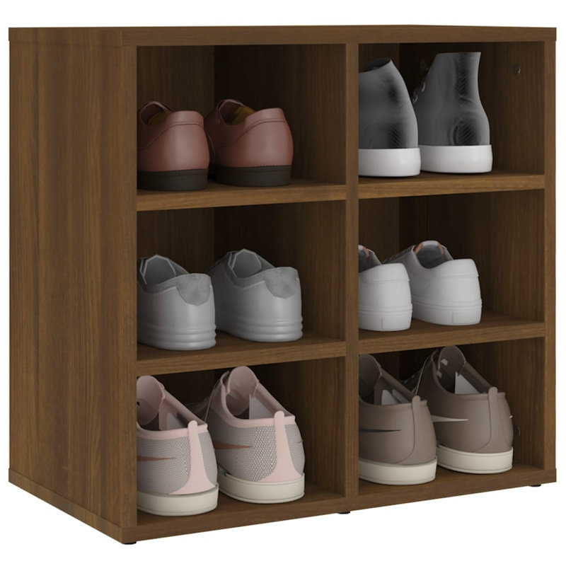 6 Pair Shoe Rack, Brown Oak