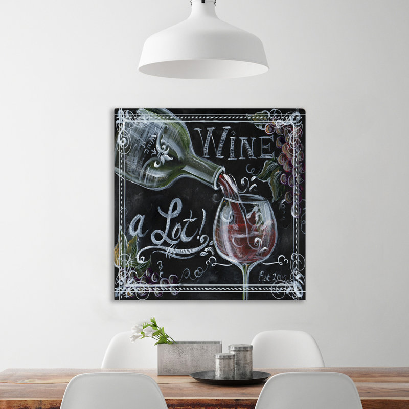 « tableau noir wine : a lot », reproduction sur toile tendue, H 18 po x l 18 po