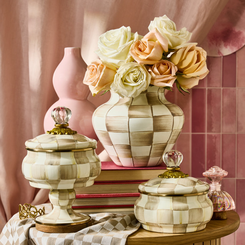 Mocha Check Vase