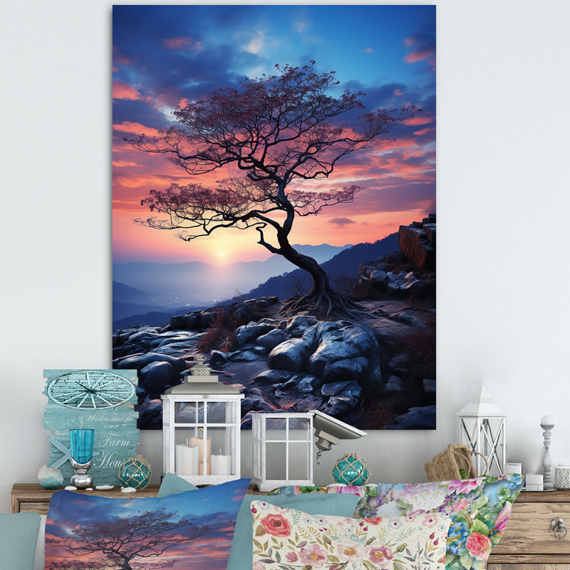 Ciel photo éternelle crépuscule II - art mural floral salon, H 40 po x l 30 po x P 1,5 po, Toile tendue