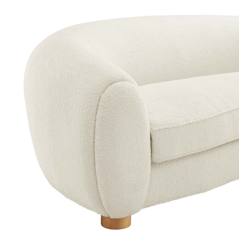 Modway Abundant Boucle Upholstered Fabric Sofa, Ivory Velvet