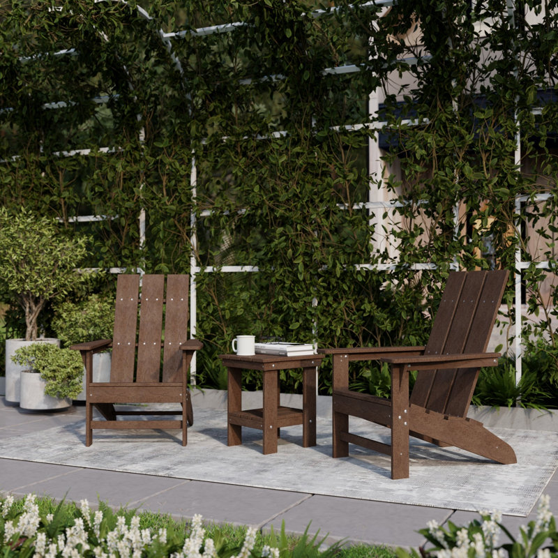 Avilez 3-Piece Modern Adirondack Set With Side Table, Tudor Brown