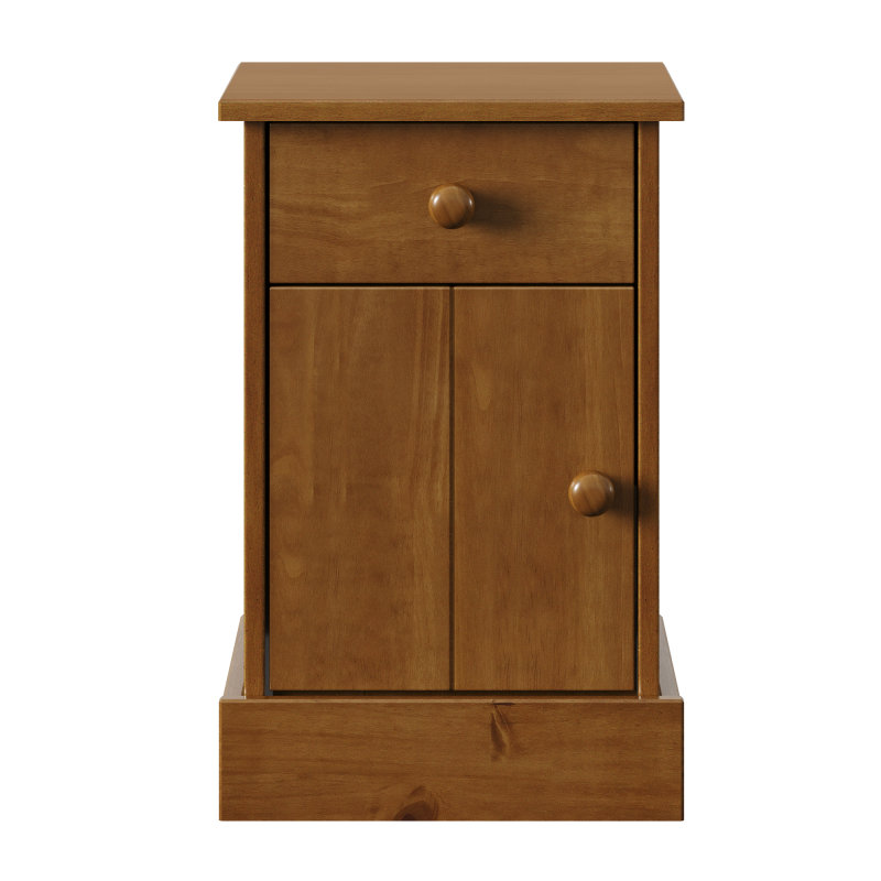 35cm W Solid Wood Bedside Table, Dark Brown