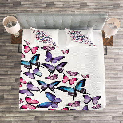 Fontes Butterflies Bedspread Set with Cushion Cover