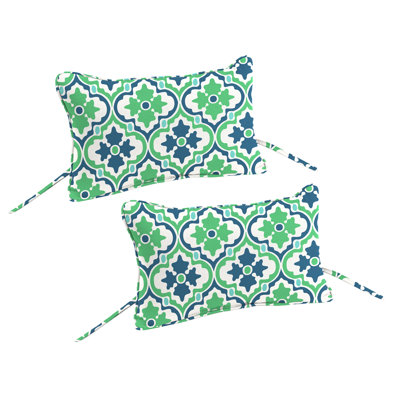 15" x 9" Outdoor Headrest Pillow with Ties and Welt (Set of 2)