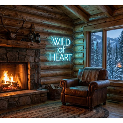  | Wild at Heart, enseigne au néon | Fabriqué avec un tube néon bleu glacier flexible durable offrant une lueur brillante et uniforme pendant plus de 50 000 heures sans décoloration ni scintillement | 24 x 22 | Bleu glacier