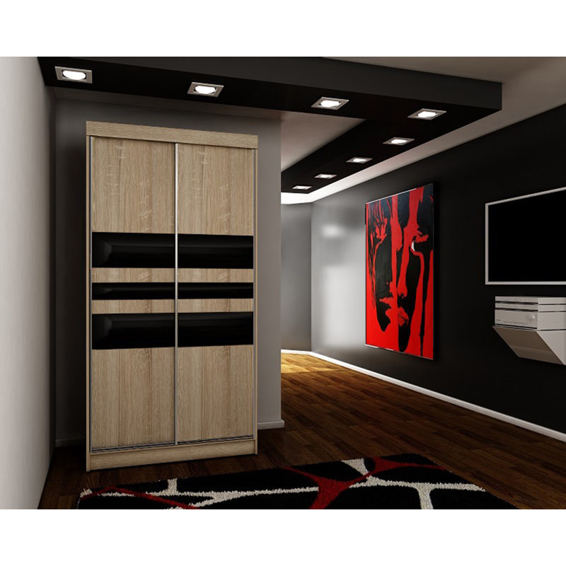 Sheredan 2 Door Solid + Manufactured Wood Wardrobe, Natural/Black
