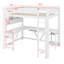 Lit mezzanine avec bureau et tablettes de rangement, éclairage DEL et station de charge pour les jeux-129168706