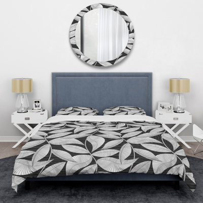 Grey Tropical Flowers Polyester Floral Duvet Cover