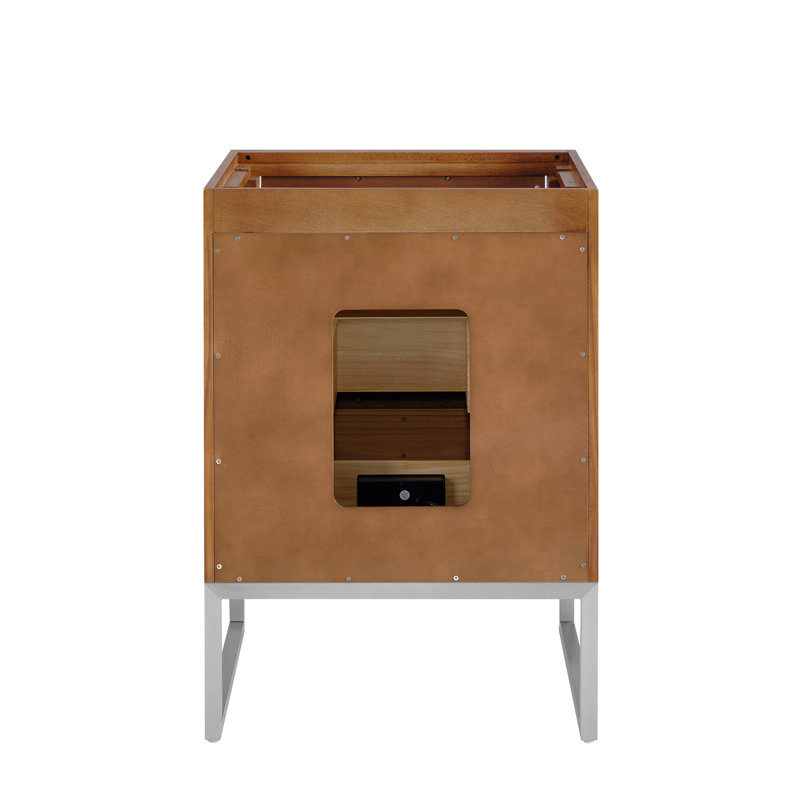 Markham 24'' W Single Vanity, Universal Calacatta Quartz, Brushed Nickel, Walnut