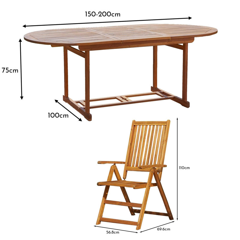 Zayan 4 - Person Wood Patio Dining Set with Oval Table, Grey