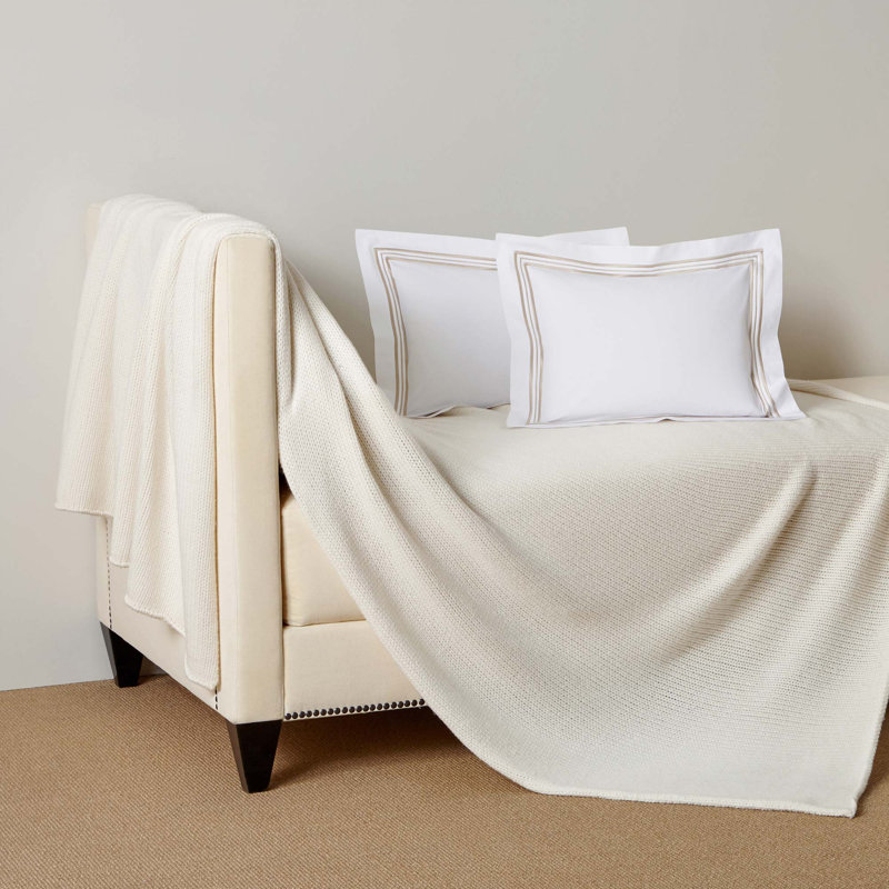 Triplo Bourdon Pillow Sham, White/Savage Beige, Boudoir