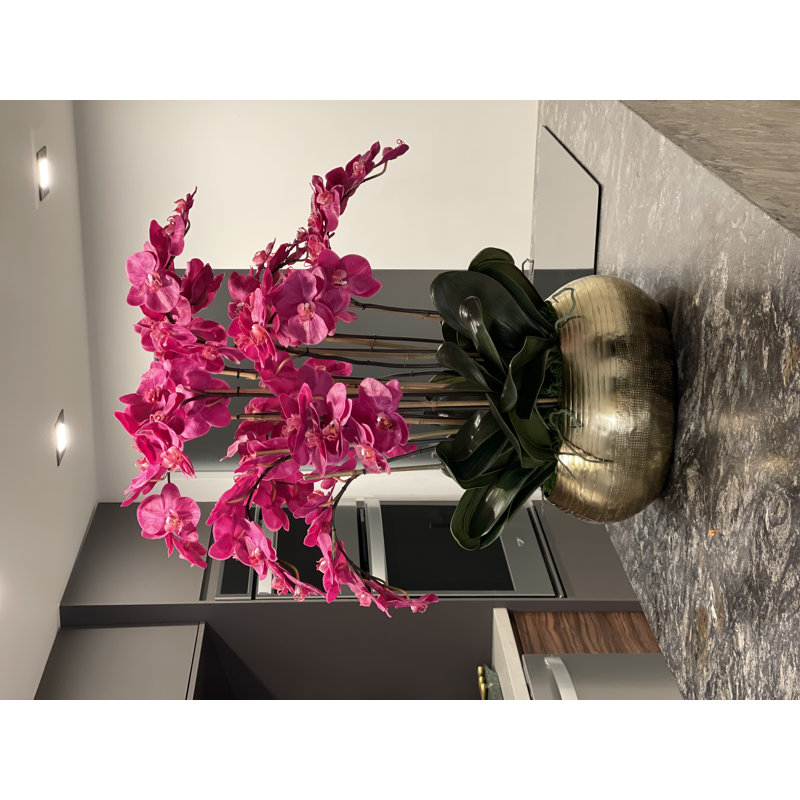 Orchid Faux Floral Arrangement in Vase, Pink