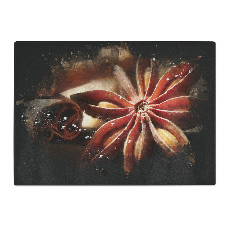Cinnamon and Star Anise Paint Splash Chopping Board, 0.4cm H x 28.5cm W x 39cm L