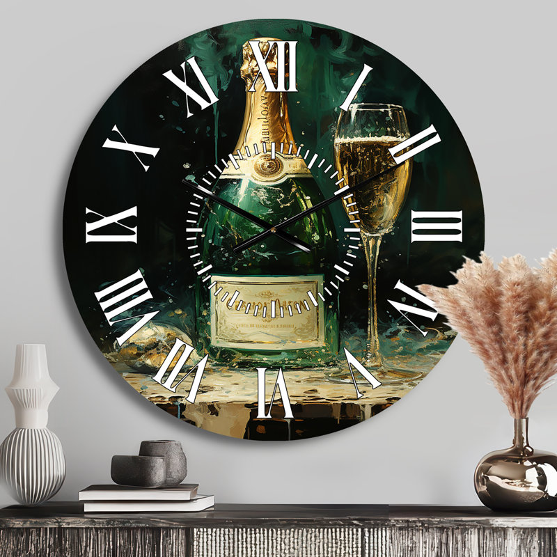 Horloge murale dorée et émeraude champagne Dream I - Champagne, Médium