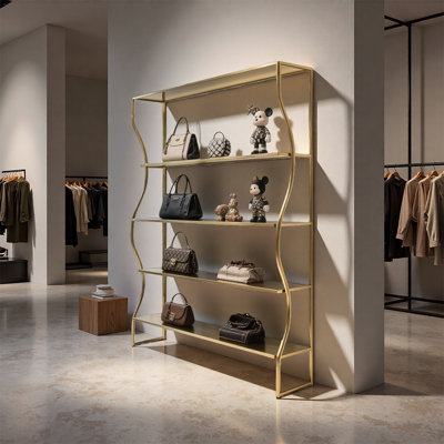 Gold Stainless Steel Multi Tier Display Shelf